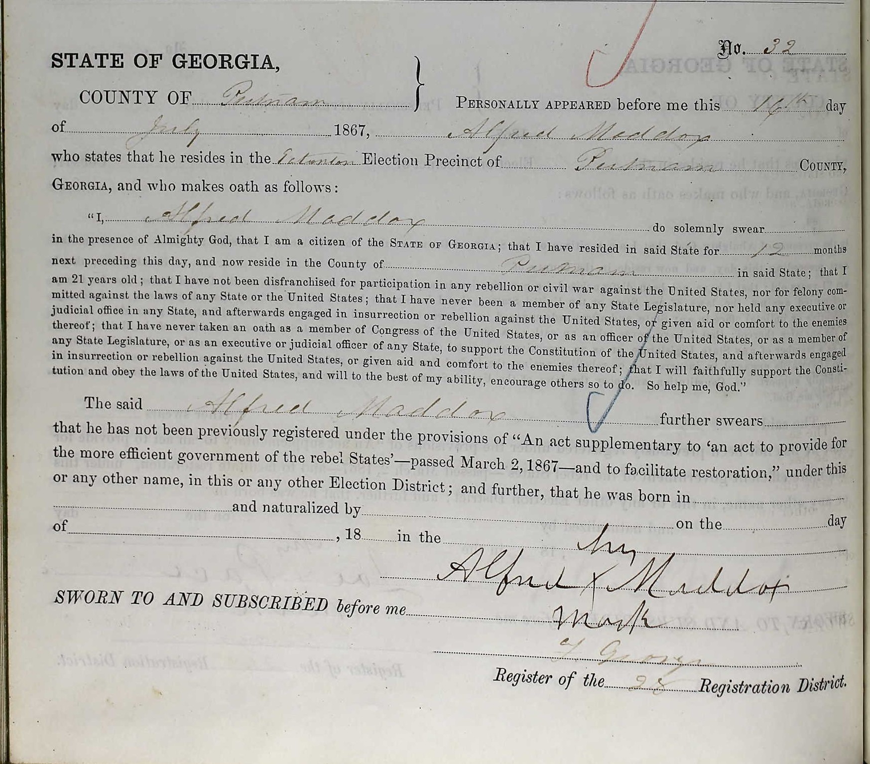 Alfred Maddox - 1867 - Oath