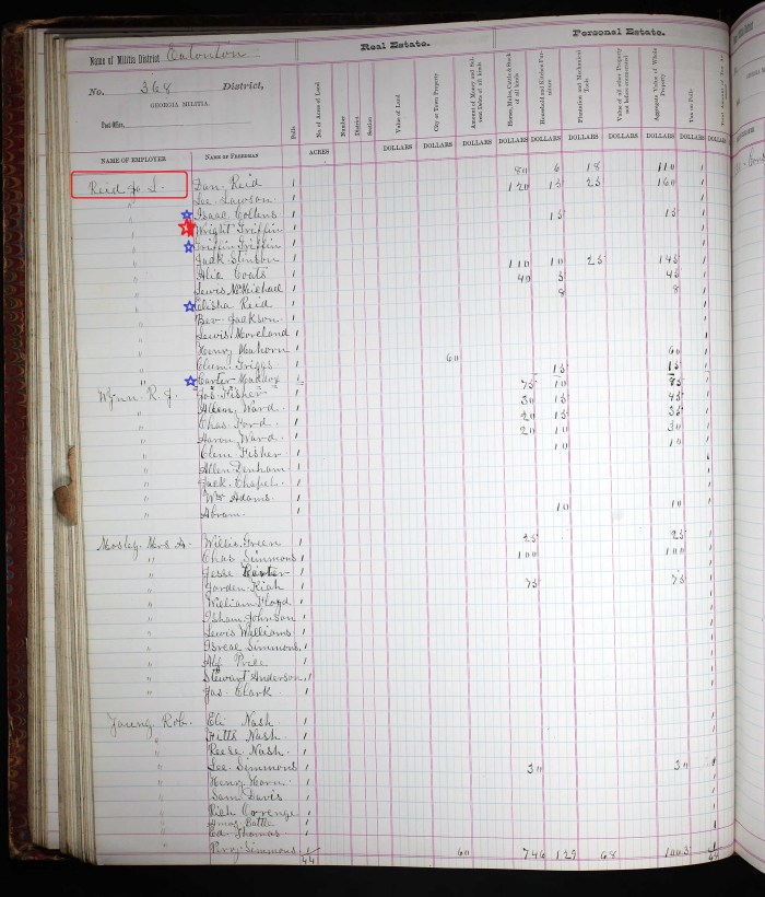 1878 - Georgia, Property Tax Digests, 1793-1892 for Wright Griffin
