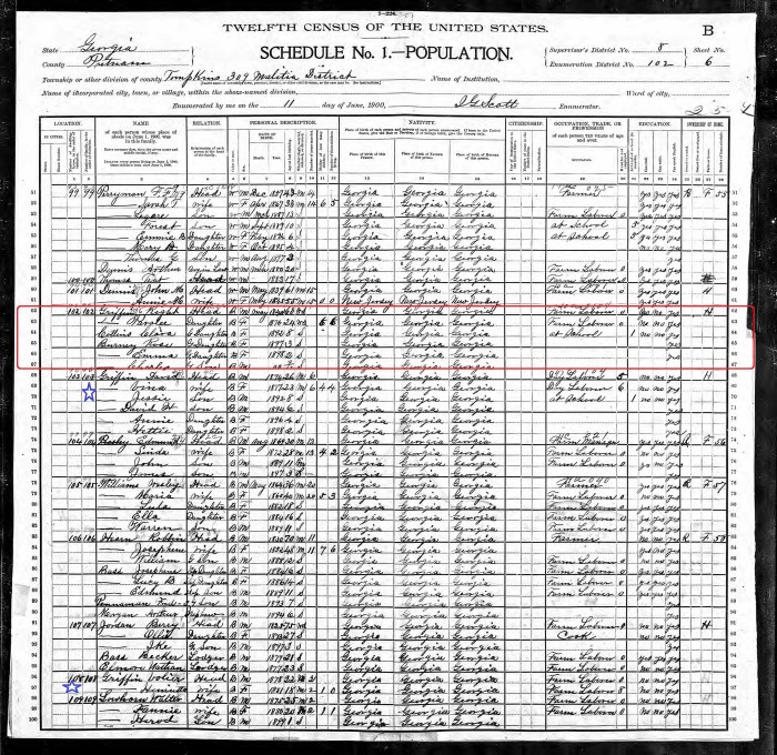 1900 - US Census - Putnam County GA -Wright Griffin.jpg